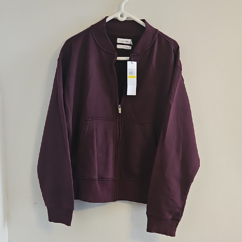 Calvin Klein Men's Zip Up Sweater - Dark Purple